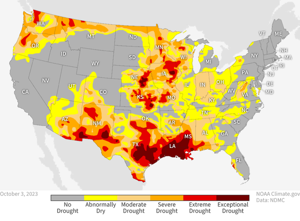 U.S. drought conditions as of October 3