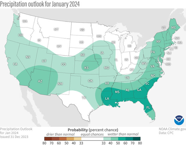 U.S. climate outlook for January 2024  NOAA Climate.gov