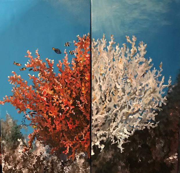 Coral bleaching art piece