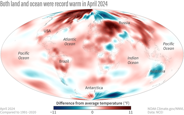 April 2024 global temp map