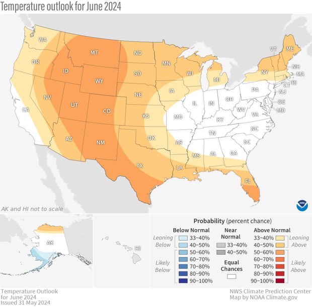 Temperature outlook June 2024