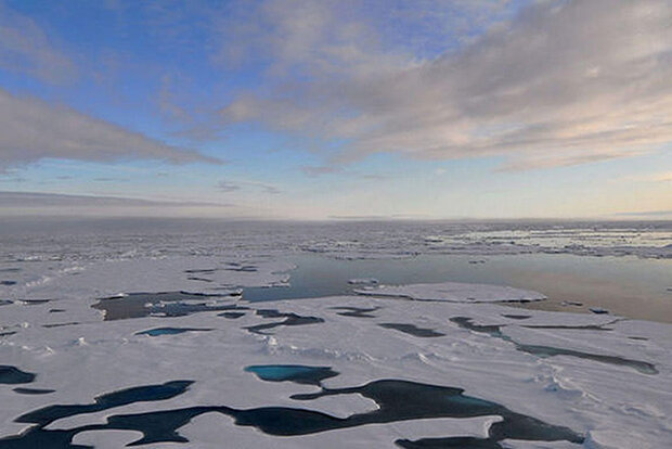 Snow and sea ice on ocean surface