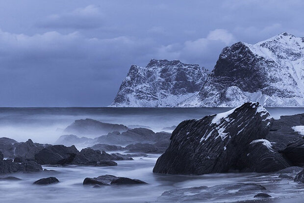 Coastal scene in cloudy weather