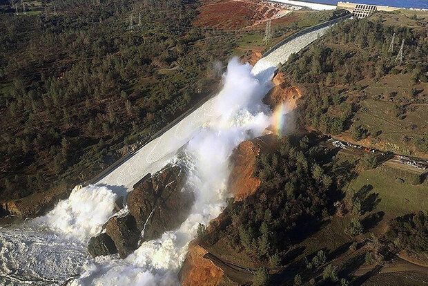 Water rushing down spillway