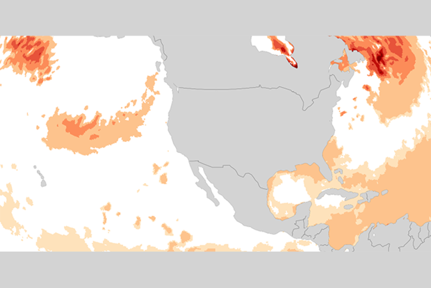 Map of ocean heat