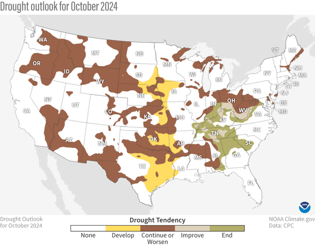 October 2024 drought outlook map
