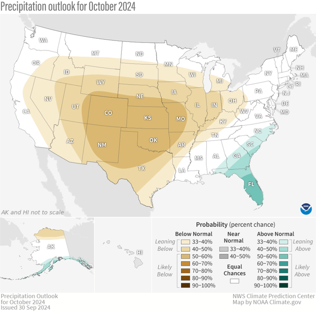 October 2024 precipitation outlook map