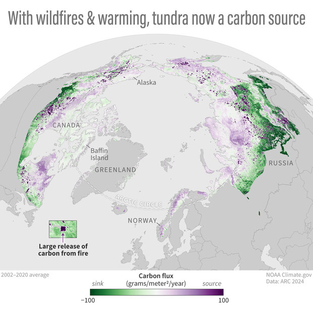 Map of carbon flux arctic report card 2024