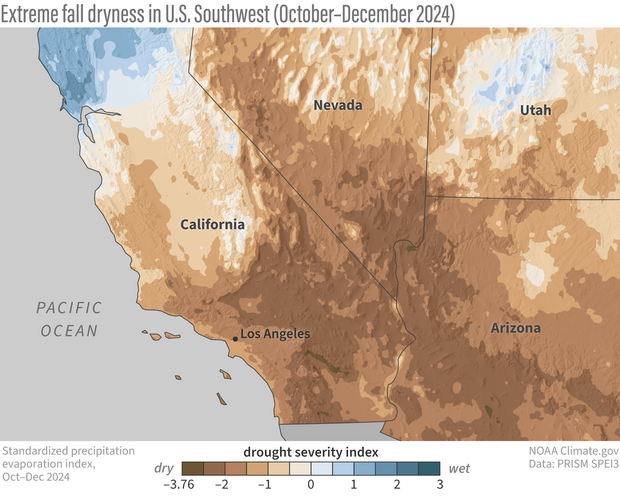 map of drought severity across Southwest