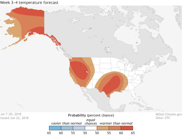 Temperature outlook map for the United States