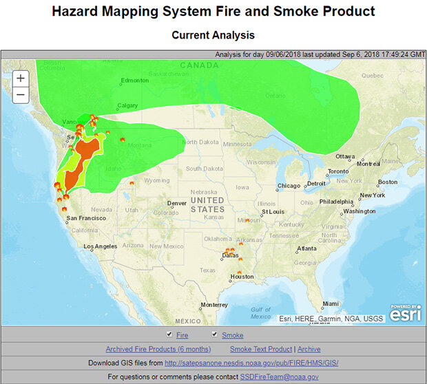 Hazard Mapping System Fire and Smoke product screenshot