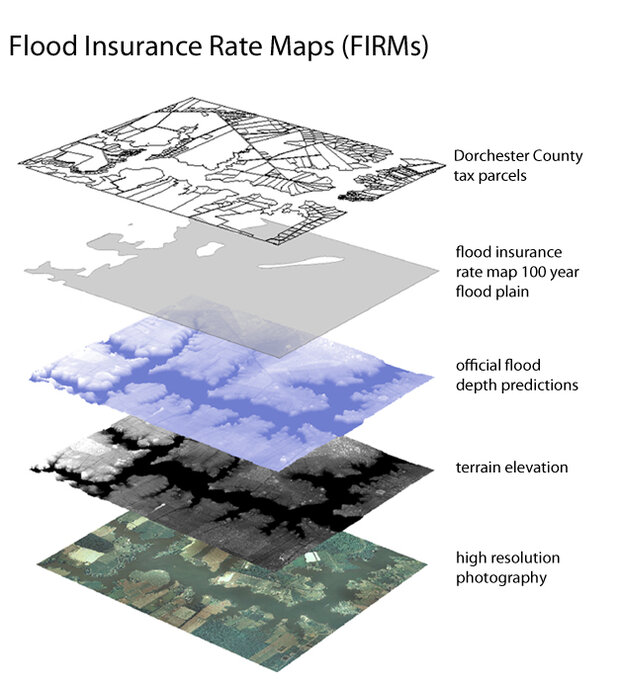 Flood insurance risk map layers
