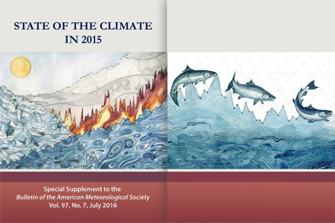 Cover art of the 2015 state of the climate report