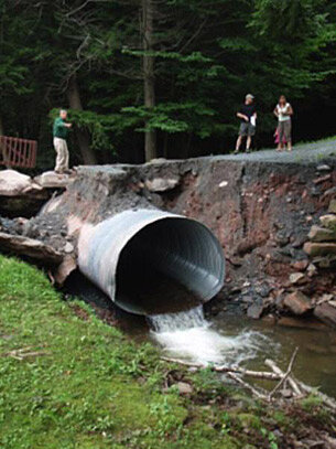 Water pouring from culvert