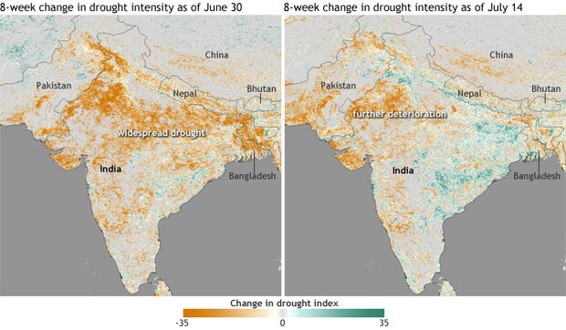 Maps changes in drought June 30, July 14