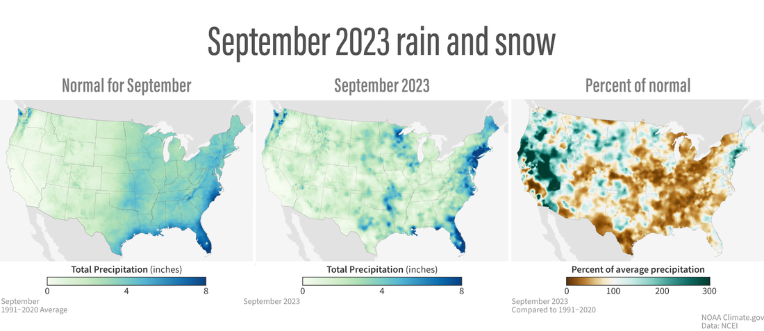trio of U.S. precipitation maps