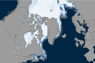 Map image for Arctic sea ice winter maximum may be smallest on record