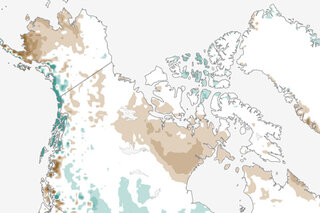 Map image for At end of spring 2014, Northern Hemisphere snow cover below average for tenth year in a row