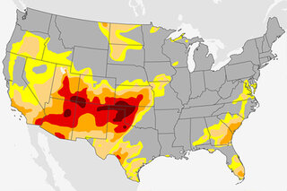 Map image for Exceptional drought in parts of seven states in U.S. Southwest