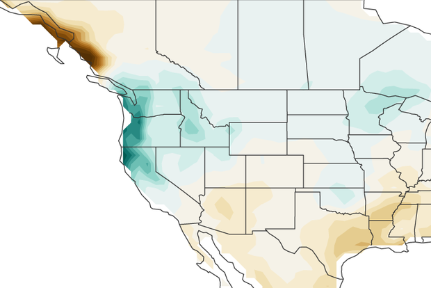 Map of precipitation anomalies across the U.S. during historical La Niña episodes