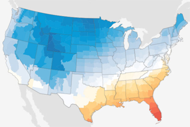 Average temperatures in December 2015